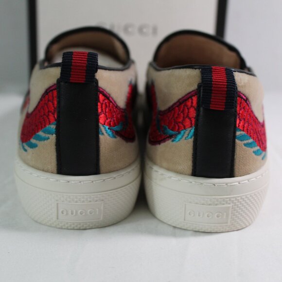 NWB Gucci Velvet Embroidered Dragon Flats Slip Ons Loafers 40.5 475245 - Picture 5 of 7